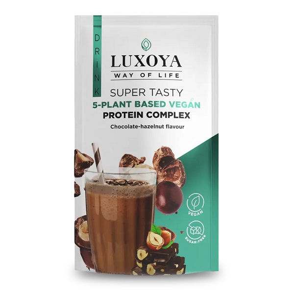 SUPER TASTY 5-PLANT BASED VEGAN PROTEIN COMPLEX - 5 FÉLE NÖVÉNYI FEHÉRJEFORRÁST TARTALMAZÓ VEGÁN FEHÉRJE ITALPOR 30 g - Csokoládé-mogyoró ízű